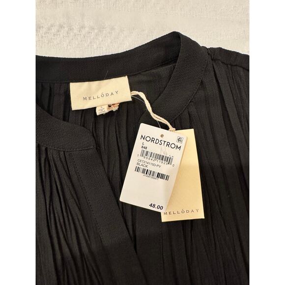 Melloday Twist Pleat Textured Blouse Dolman Sleeves Women’s Large NWT Minimalist - Picture 4 of 14